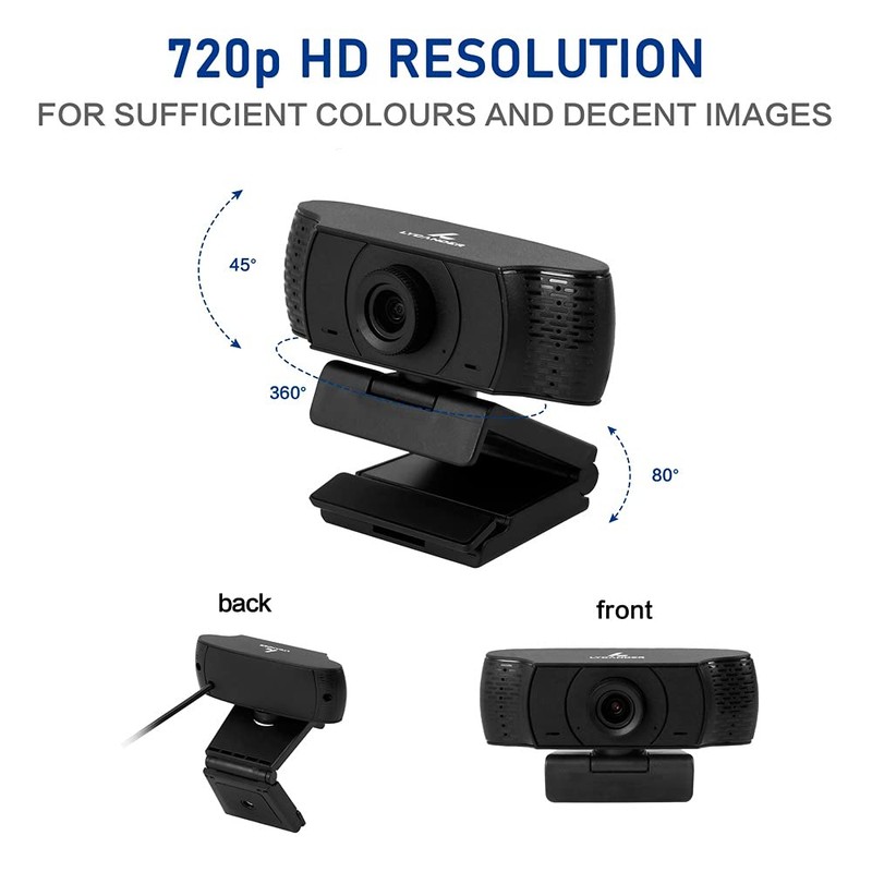 LYCANDER USB Webcam with Built-in Microphone, 720p High Definition (HD),