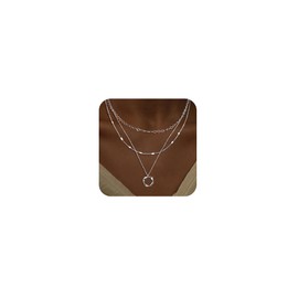 Picuzzy Layered Silver Necklaces for Women, Layering Stacked Stackable Layer 925 Sterling Silver Choker Necklaces for Women Trendy Stack Stacking Dainty Circle Bar Pendant Chain Necklace Jewelry Set