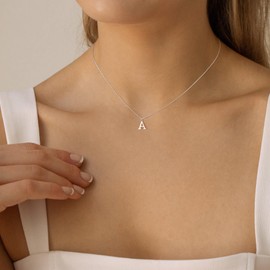 Yimofy Initial Necklace for Women Silver Plated Stainless Steel Women's Dainty Letter Necklace A-Z Initial Pendant Choker Necklace M