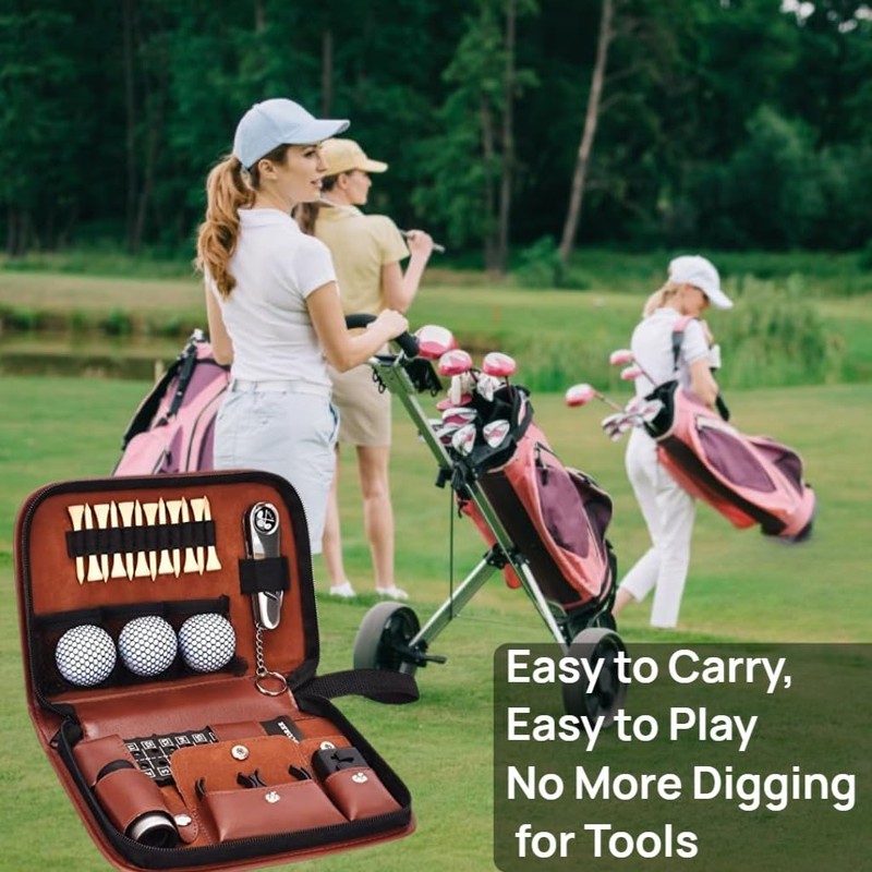 MTSBDM Golf Accessories Kit with Leather Case,Complete Golf Stuff Set