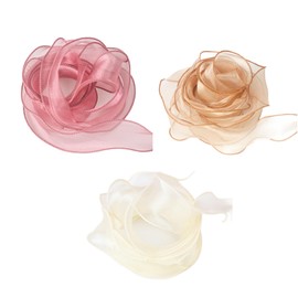 LORJE 3 Colors 33Yard Fabric Ribbon Fishtail Yarn Woven Satin Ribbon Rolls in 1.6" Wide, 11 Yard/roll,3 Rolls,Embellish Ribbon for Bows Crafts Gift Wrapping, Hair Bow Party Wedding