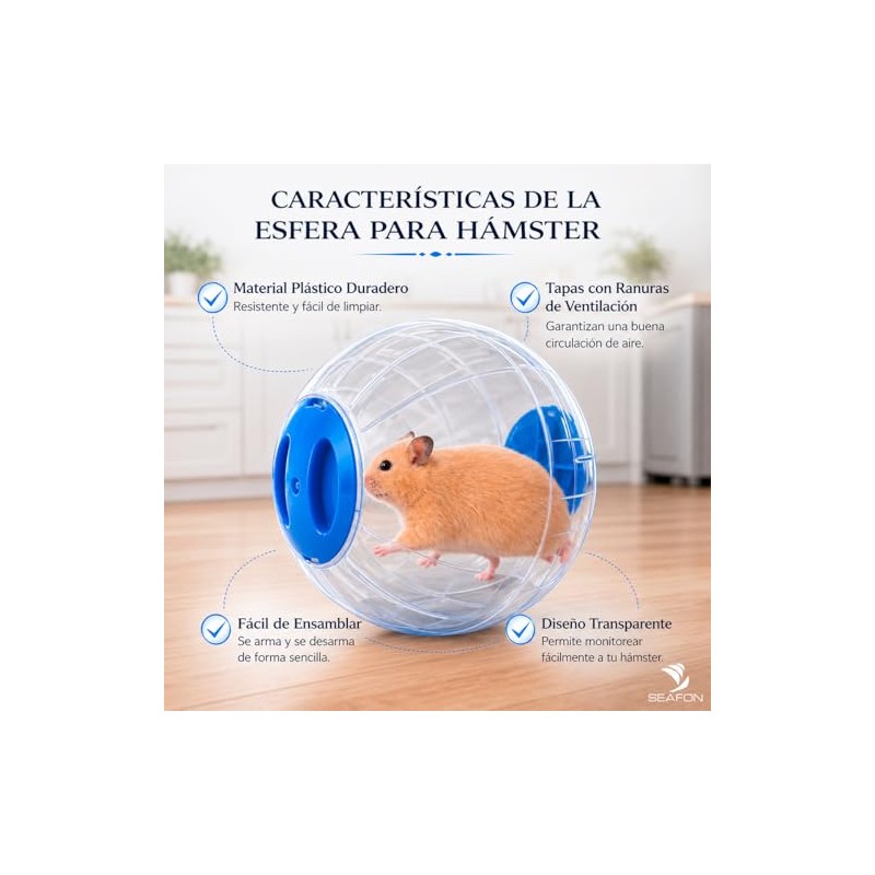 SEAFON Esfera para Hamster De 12 cm, Plástico Resistente a