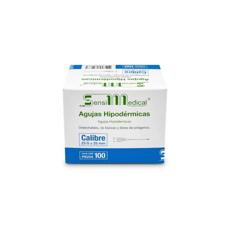 Agujas Hipodérmicas 23G x 25mm Caja 100 Piezas