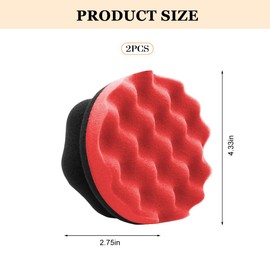 2PCS Car Tire Dressing Applicator Pads, Reusable Hex Grip Tire Shine Polishing Sponge Wash Brush, Foam Vehicle Wheel Detailing Supplies, Universal for SUV, Truck, RV (Red)