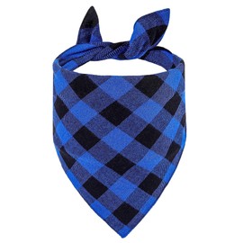 Petitebella Plaid Pet Bandana (Blue/Black, Medium)
