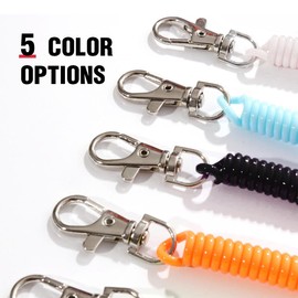 5 Pcs Key Fob Reel Key Fob Elastic Coil Key Fob Elastic Key Fob for Small Keys - Ideal for Car, Motorcycle, Bike and House Keys, red, M