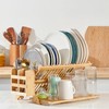 NOVAYEAH Bamboo Dish Drying Rack with Utensil Holder, Collapsible Wooden