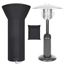 Patio Tabletop Heater Covers with Zipper and Storage Bag,Waterproof,Dustproof,Wind-Resistant,Sunlight-Resistant,Snow-Resistant,Black,38'' Height x 24" Dome x 14.5" Base