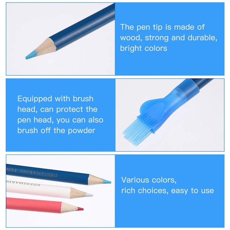 12 Pieces Sewing Fabric Pencils Water Soluble Pencil Tailor Mark