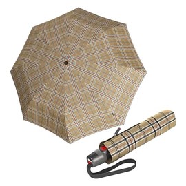 Knirps T.200 Duomatic Animal Pocket Umbrella – Automatic Open and Closing – Stormproof – Windproof – Animal Look, Check beige