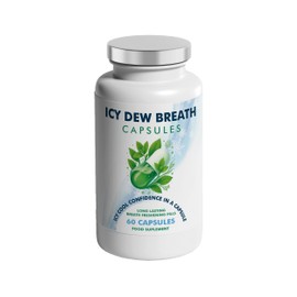 ICY Dew Breath Freshening 60 Capsules - Stop Bad Breath & Halitosis - Clean Mouth & Fresh Breath - 24 Hour Protection