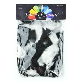Touch of Nature 4 to 6-Inch Turkey Flat Feathers for Arts and Crafts, 14gm, Black/White