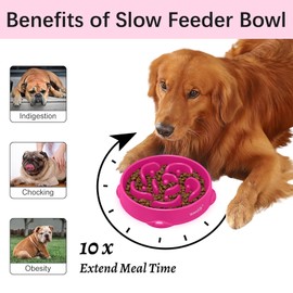 MateeyLife Large Slow Feeder Dog Bowls, Anti-Choking Puzzle Dog Food Bowls, Non Slip Interactive Dog Feeding Bowls Slow Down Eating, Bloat Stop Maze Dog Dishes Dog Feeder for Large Breeds Purple