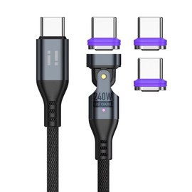 i! - 1,8m 180 Grad 240W Nylon Magnet USB C Schnellladekabel Datenkabel - 1x Winkel Kabel + 3X USB-C Stecker