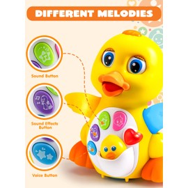 JOYIN Baby Toys Duck, Infant Dancing Crawling Musical Toys 18+ Months, Tummy Time Light Up Learning Duck with Music & Lights, Baby Easter Basket Stuffers Gifts