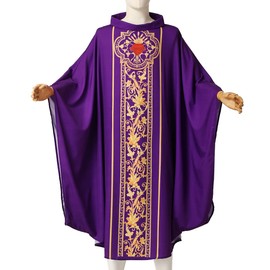BLESSUME Clergy Church Pastor Mass Gown Celebrant Robe Costume (Purple), Unisex, One Size