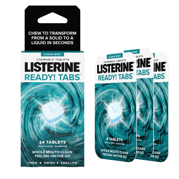 Listerine Ready! Tabs Chewable Tablets with Clean Mint Flavor, 24 Count
