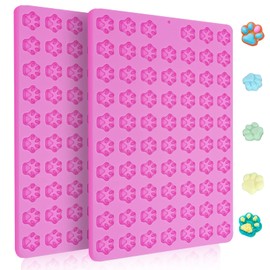 Dog Paw Silicone Mold, 2 PCS Mini Dog Treat Molds, 138 Cavity Non-Stick Gummy Bear Mold for Chocolate, Fondant, Candy, Biscuits, Cookie, Jelly and Dog Training Commands Concept