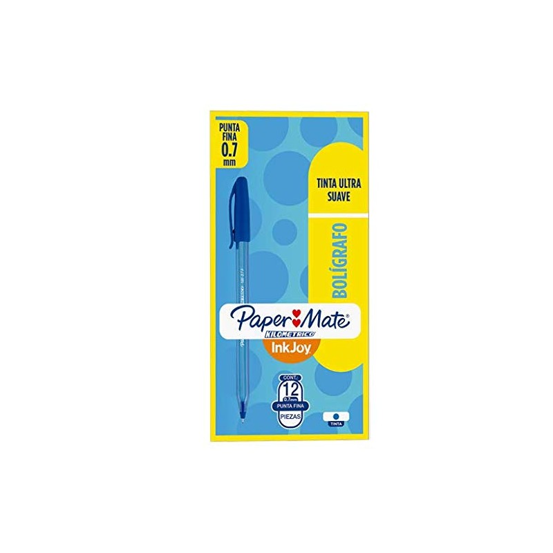 Paper Mate Kilometrico Bolígrafo Punto Fino, Azul, caja de 12