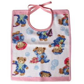 Feiler Bib Bib, 11.8 x 9.8 inches (30 x 25 cm), Ribbon Tie Type, Little Skippers, Rose, Pink, Pink