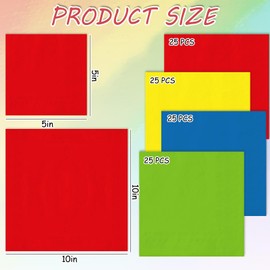 JarThenaAMCS 100Pcs Rainbow Color Cocktail Napkin Red Blue Yellow Green Disposable Napkins Colorful Paper Drink Beverage Napkin for Birthday Baby Shower Party Table Decor