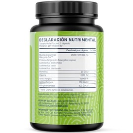 Enzimas Digestivas con Probióticos | Salud Digestiva para Mujeres y Hombres | Mezcla de Enzimas de 400 mg con Cepas Probióticas para la Digestión y la Salud Intestinal | Vegetariano | 60 Cápsulas