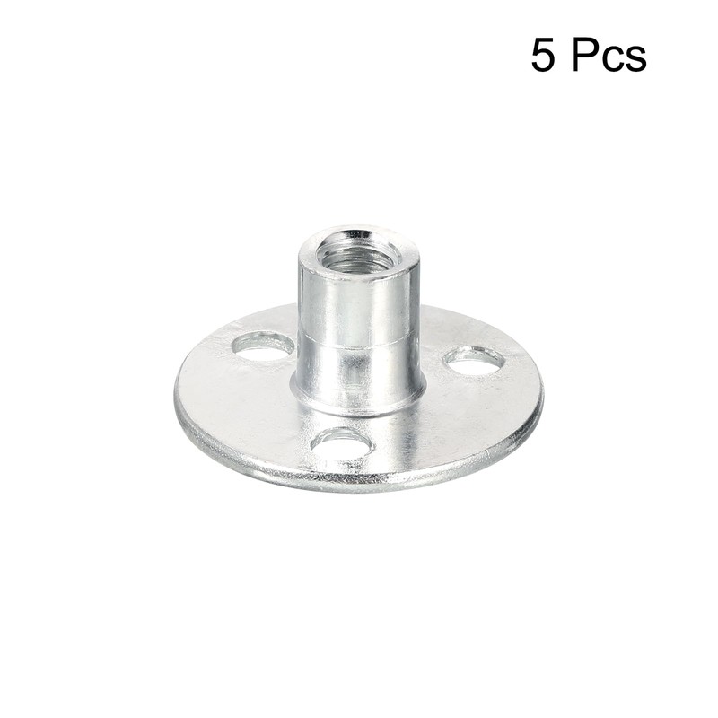 uxcell M8 Brad Hole Tee Nut, 5pcs Carbon Steel Round