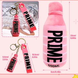 Prime Drink Bottle Plush Toy and Drinking Bottle Key Ring, Mini Bottle Keyring, Drinks Bottle Keyring, Car Keyring Trinket Pack of 2, Pi