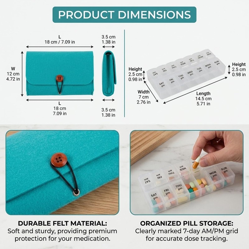 Portable Travel Pill Organizer – Slim Wallet Pill Case for