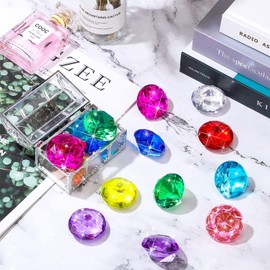 16 Pieces Diving Gems Pool Toys Large Acrylic Big Diamond Gems Pirate Treasure Chest Summer Underwater Swimming Toys for Birthday Swimming Pool Party Favors (Classic Style)