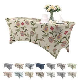 KRFOONN 4FT Spandex Tablecloths Stretch Table Cover Fitted Rectangular Tablecloth Washable Wrinkle Resistant Tablecloth Table Protector for Event, Wedding, Banquet, Party (48Lx30Wx30H Inch, 01)