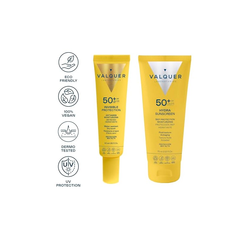 Valquer Pack Protector Solar Facial, Serum Invisible 40ml y Crema