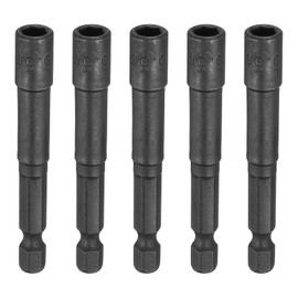 sourcing map 5pcs Nut Driver 5.5mm Hex Drive Socket CR-V Steel Power Screw Drill Bits Socket Wrench Tools with 1/4" Quick Change Hex Shank for Power Drills Impact Drivers, Black