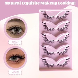 SIVZUMO 10 Paare Falsche Wimpern Manga Lashes Natürlicher Look Künstliche Wimpern Anime Fake Lashes Kurz manga lashes cluster Cosplay Lashes Faux Mink Spiky Wispy False Eyelashes Wimpern