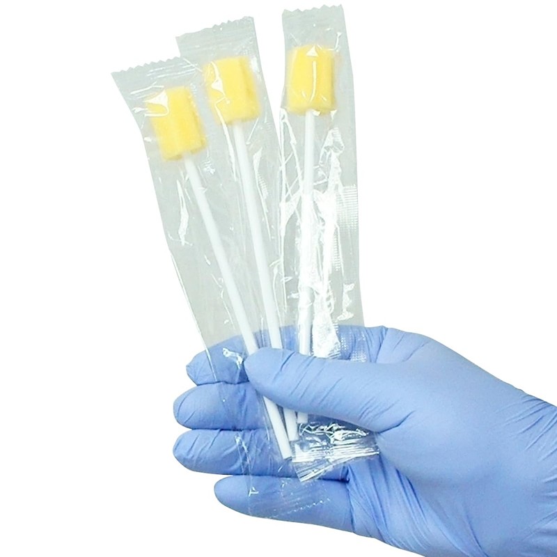 口腔ケアスポンジ 1箱50本入 プラスチック軸 個包装 (星形 イエロー)