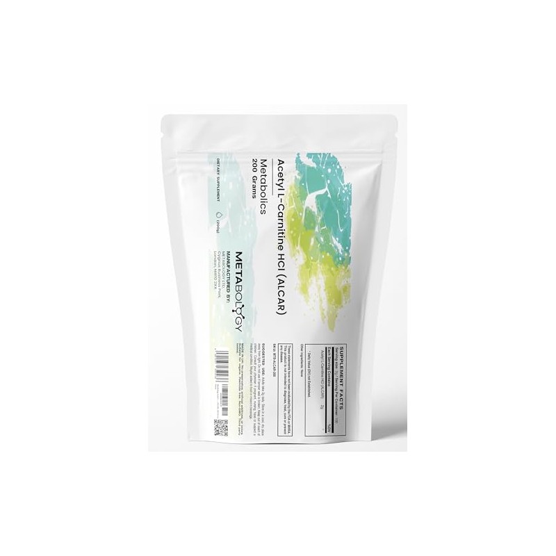 Metabology Acetyl L-Carnitine HCl (ALCAR), 200 Grams