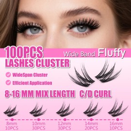 USA Ready to Ship 120pcs 8-16mm Pre-Glue Diy Lash Kit Self Adhesive Model WA Lash Cluster Pre-Cut Segment Kit MU12B8DFalse Eyelashes Style: MU23B8D-100pcs clusters