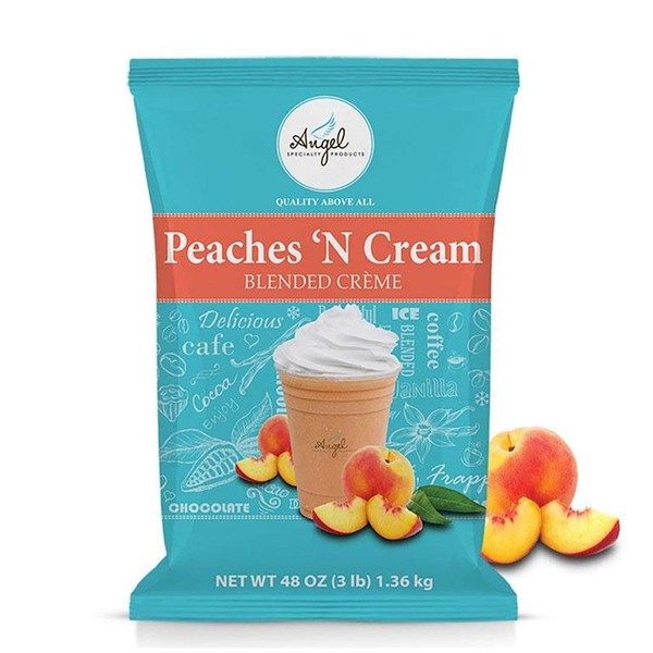 Angel Specialty Products, Blended Smoothie, Frappe Powder Mix, Peaches ‘N Cream [3 LB] [34 Servings]