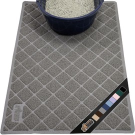 GORILLA GRIP Cat Litter Box Mat, Water Resistant Kitty Litter Trapping Mat, Textured Backing, Easy to Clean, Less Waste and Clean Floors, Kitten Supplies for Indoor Cats, Soft on Paws, 24x17 Gray | Gorilla Grip