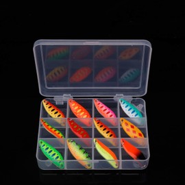 ELBFANG© Trout Spoon Bait Box Set, 12 Pieces, Ultra Light 3.5 g, Bait Box Included, Fishing Lure Trout Fishing Accessories