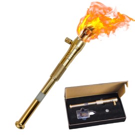 Torch Lighter, Upgraded Long Handle Trench Lighter Fluid Refillable with Visible Fuel Tank, Windproof Vintage Lighter with 5pcs Flint Stone, Cool Kerosene Lighter for Outdoor Camping Collection Gifts