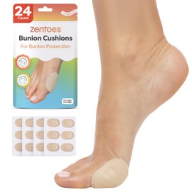 ZenToes Bunion Pads to Wear with Shoes – Waterproof Soft Bunion Cushion Protector, Breathable Adhesive Foot Pad for All Day Comfort & Support, 24 Count