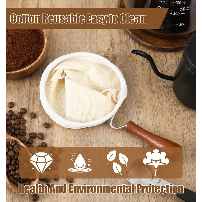1 Pack Coffee Sock Filter, Colador De Cafe Reusable Cotton
