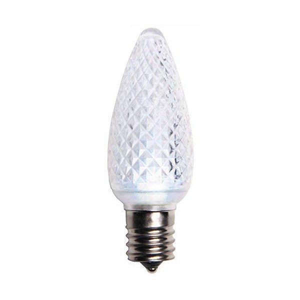 25 Pack Pure White C9 LED Replacement Bulbs Faceted Pure White LED Christmas Light Bulb 2 SMD LEDs in Each Bulb Fits E17 Socket Commercial Grade Indoor and Outdoor Use