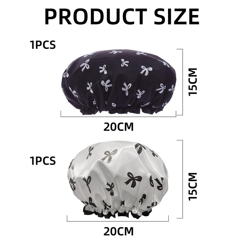 Pack of 2 Shower Caps with Bow, Cute Shower Cap,