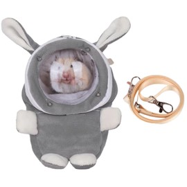 Sugar Glider Bonding Pouch Bonding Pouch Carry for Rat Syrian Hamster Hedgehog Small Pocket Pets, Gerbil Travel Bag Cute Bunny-Shaped Outing Bag with Large Transparent Window (Dark Grey,Large)