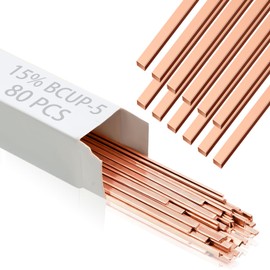 Otoolling 80 Sticks Bcup-5 15% Silver Brazing Rods Solder Phos Copper Brazing Alloys Flat Welding Rods Industry 0.050"x1/8"x10" for Air Conditioning Refrigerator Cold Storage HVAC Units