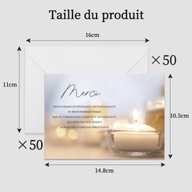 FloraVigo 50 Sympathy Cards + 50 White Envelopes – Thank You Cards Mourning Funeral DIN A6 (14.8 x 10.5 cm)