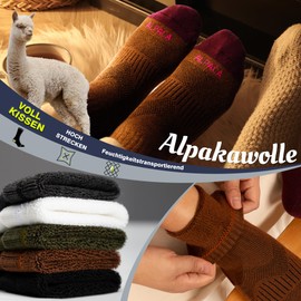 ineepor Alpaca Socks, Compression Socks, Moisture Wicking, Max Cushioned Crew Wool Socks, Hiking Socks for Men and Women Size 35-51, Brown yellow