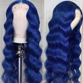 cute fairy Royal Blue Lace Front Wigs Human Hair 13x6 Lace Front Colored Wigs for Women Dark Blue Body Wave Glueless Humna Hair Navy Blue Wig 26 Inch 200% Density